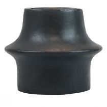 Fyrfadsstage sort lysestage keramik Ø12cm H9cm