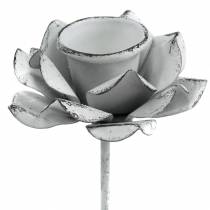 Artikel Lysestage blomst til at klæbe hvidt metal Ø6×10cm