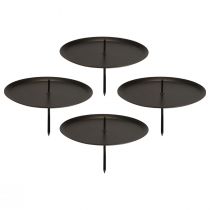 Artikel Lysestage til stikning advent sort metal Ø10cm 4 stk