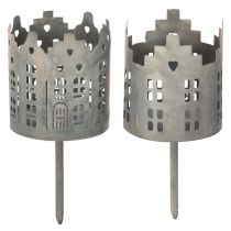 Artikel Fyrfadsstage og lysestage med spyd, husdesign, 6 cm, 2 stk.