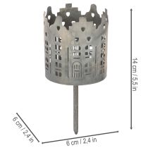 Artikel Fyrfadsstage og lysestage med spyd, husdesign, 6 cm, 2 stk.