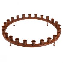 Artikel Lysring til 24 pindelys lysestage brun metal 43cm