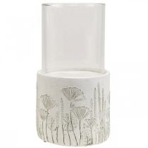 Artikel Lysestage lanterne glas med fod Ø17cm H32cm