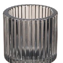 Artikel Glas lysestage i grå fyrfadsstage H8cm 4 stk