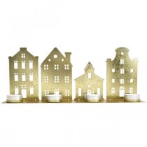 Artikel Lysestage Julelys Deco Houses Guld 52×12cm