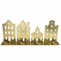 Artikel Lysestage Julelys Deco Houses Guld 52×12cm