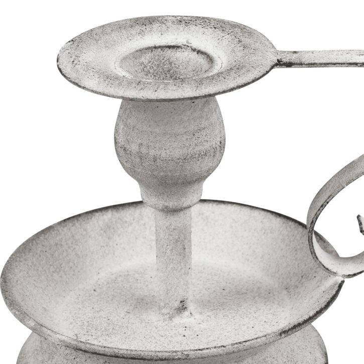 Artikel Lysestage metal lysestage håndtag hvid grå 12,5cm