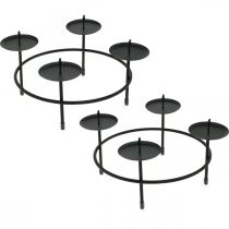 Artikel Lysestage til 4 lys sort metal adventskrans Ø18,5cm 2stk