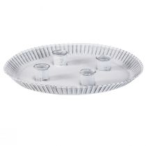 Artikel Lystallerken kageform med 4 lysestager hvid Ø25cm