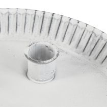 Artikel Lystallerken kageform med 4 lysestager hvid Ø25cm