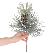 Artikel Kunstig fyrretrægren med kogler, vinterlig, 40 cm