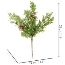 Artikel Kunstig fyrretræsgrene med kogler, snedækkede, 28 cm, 6 stk.