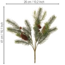 Artikel Kunstig grangren med kogledekoration, 41 cm