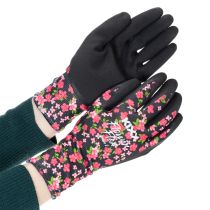 Artikel Kixx havehandsker, sorte med lyserøde blomster, størrelse 8