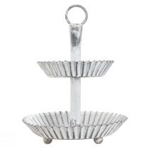 Artikel Shabby Chic metalhvid serveringsfad med 2 niveauer, 16,5 cm