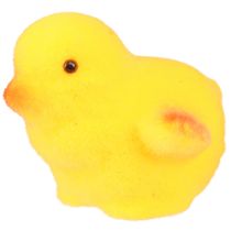Artikel Små påskekyllinger gul orange flokket H4,5cm 18 stk