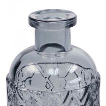 Lille glas vase vase diamant mønster glas blå grå H12,5cm 6 stk
