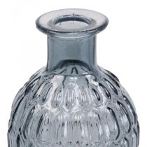 Lille glasvase vase honeycomb glas blå grå H20cm 6stk
