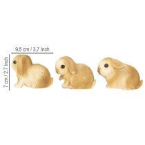 Artikel Lille påskehare Dekoration Bunny Polyresin 9×6×6,5cm 3stk