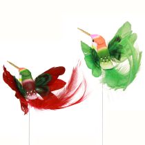 Artikel Hummingbird dekoration på pind turkis bordeaux 13-15cmx9-10cm 6 stk.