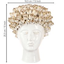 Artikel Hovedvase Keramikvase med roser Hvid Brun Ø19cm H2,5cm