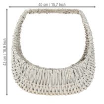 Artikel Kurv med håndtag, flettet kurv, vasket grå, H43/34/27cm, sæt med 3 stk.