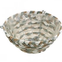 Artikel Plantekurv til ophæng, blomsterkurv flettet hvid, grå, natur H16cm Ø30cm