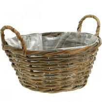 Artikel Plantekasse, kurv med hanke Shabby Chic Natur, hvidvasket H14cm Ø30cm