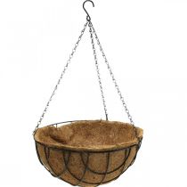 Planteskål til ophængning, hængekurv kokosfibre, metal natur, sort H16,5cm Ø35cm