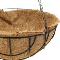 Planteskål til ophængning, hængekurv kokosfibre, metal natur, sort H16,5cm Ø35cm