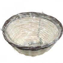 Artikel Hængekurv, planteskål til ophængning af hvid, brun, shabby chic Ø31,5cm