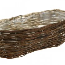 Kurv til plantning, blomsterdekorationer, kurv i naturligt træ L35cm 11,5cm