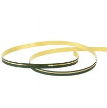 Artikel Krøllebånd gavebånd grønt med guldstriber 10mm 250m