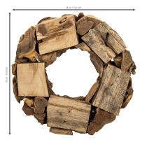 Artikel Dekorativ krans lavet af naturlige træstykker, rund, 35 cm