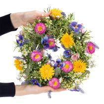 Artikel Kunstig forårsblomsterkrans til dekoration af hoveddøren, 30 cm