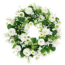 Blomsterkrans deco hvid Bellis dørkrans silkeblomster Ø30cm