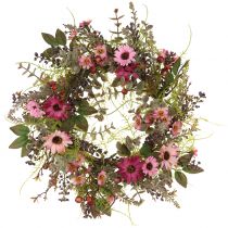 Blomsterkrans med tusindfryd og bær gammelrosa Ø30cm
