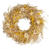 Dekorativ krans havrekrans naturlig krans stråblomster gul Ø29cm