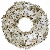 Dekoration krans stjerner birk bark bord dekoration advent birk Ø25cm