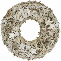Dekorativ krans stjerner birkebark Julekrans birk Ø30cm