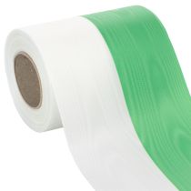 Artikel Moiré kransbånd 125 mm x 25 m i grønt og hvidt, taftvævet bånd, nationalt bånd, dekorativt bånd