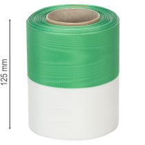 Artikel Moiré kransbånd 125 mm x 25 m i grønt og hvidt, taftvævet bånd, nationalt bånd, dekorativt bånd