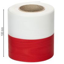 Artikel Moiré hvid-røde kransbånd 100 mm