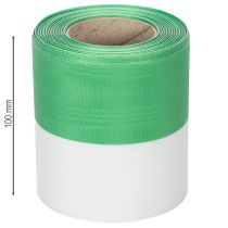 Artikel Grønt og hvidt moiré kransbånd, 100 mm x 25 m - nationalt bånd, taftbånd, sløjfebånd, dekorativt bånd