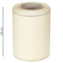 Artikel Cremefarvet kransbånd med guldkant, supersatin, 125 mm bredt, 25 m langt - Vandtæt, ideelt til computerudskrivning og miljøvenligt