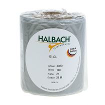 Artikel Satin kransebånd, sølv, 100 mm bredt, 25 m langt, til begravelseskranse, mindekranse og jubilæer, vejrbestandigt og komposterbart