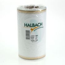 Artikel Hvidt moiré kransbånd med guldperlekant, 175 mm - Elegant bånd til dekoration og blomsterdekoration