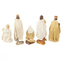 Artikel Nativity figurer sæt 8 figurer cremeguld håndmalet 6-12,5cm
