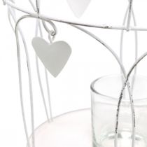 Artikel Krone med hjertedekor, fyrfadsstage, shabby chic hvid Ø19cm H28,5cm