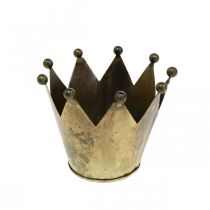 Artikel Crown metal antik look fyrfadsstage i messing Ø10cm H8cm